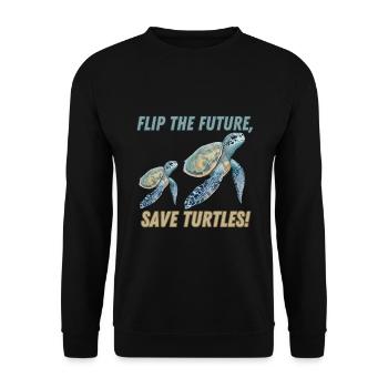 flip the future, save turtles! - Sweat-shirt Unisexe - noir - Devant - Alina (178cm) & Michal (187cm)