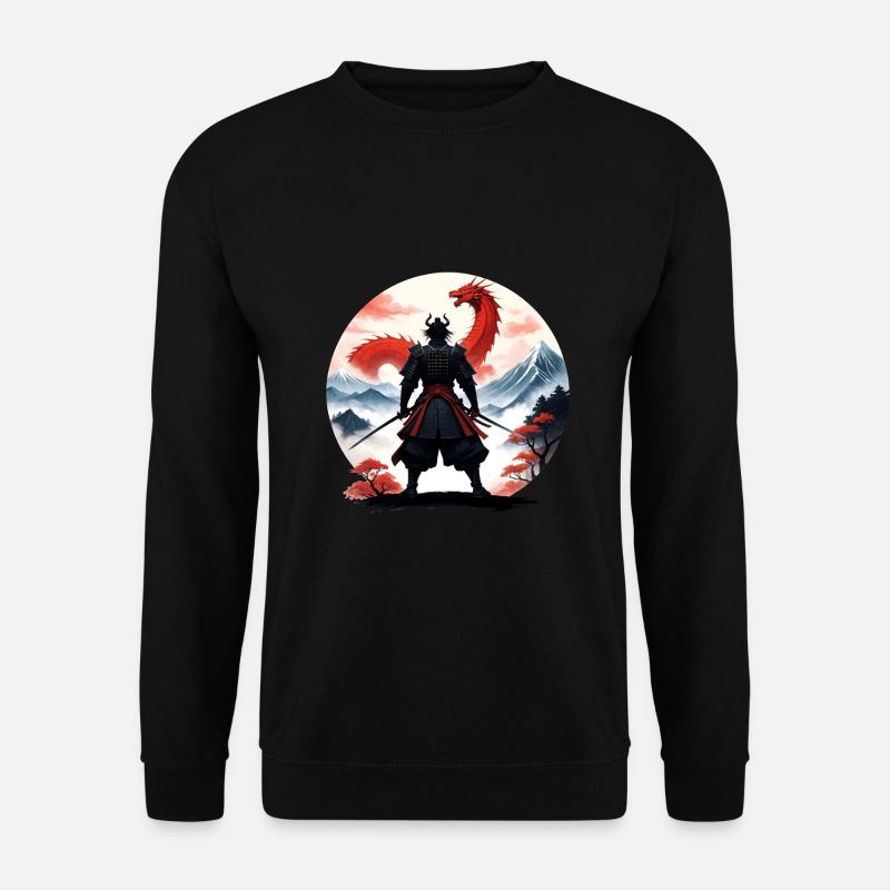 Samurai Japan Dragon Landscape - Unisex Sweatshirt - black