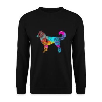 Siberian Husky Flowers - Unisex Pullover - Schwarz - Vorne - Alina (178cm) & Michal (187cm)