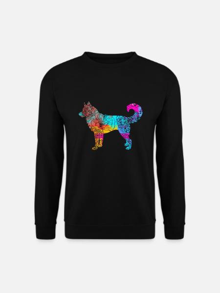 Siberian Husky Flowers - Unisex Pullover - Schwarz