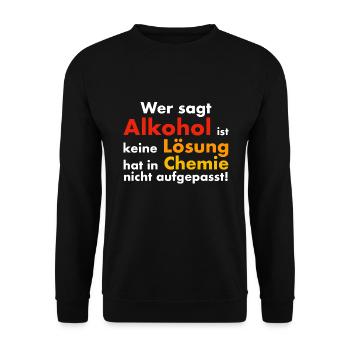 Chemie shirt Alkohol - Unisex Pullover - Schwarz - Vorne - Alina (178cm) & Michal (187cm)