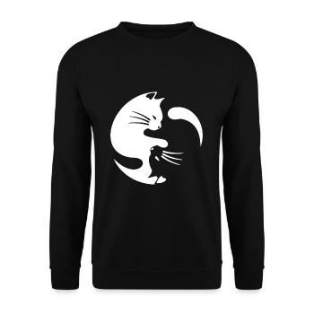 Chats yin yang - Sweat-shirt Unisexe - noir - Devant - Alina (178cm) & Michal (187cm)