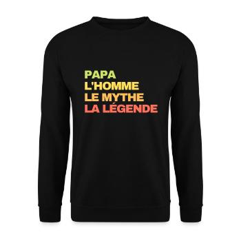 Papa L'homme Le mythe La légende - Sweat-shirt Unisexe - noir - Devant - Alina (178cm) & Michal (187cm)