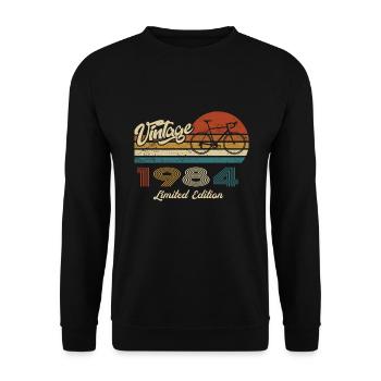 40th Birthday 1984 Vintage Retro Bicycle Cyclist - Unisex Sweatshirt - black - Front - Alina (178cm) & Michal (187cm)