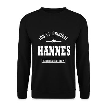 Gift Hannes personalized first name hannes - Unisex Sweatshirt - black - Front - Alina (178cm) & Michal (187cm)
