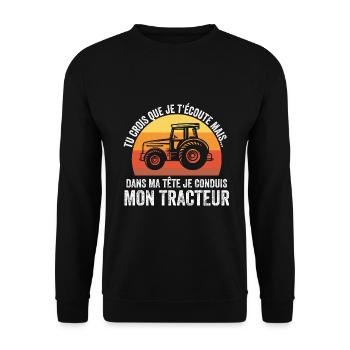 Tracteur Humour Tracteur Cadeau Agriculteur - Sweat-shirt Unisexe - noir - Devant - Alina (178cm) & Michal (187cm)