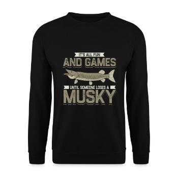 Muscle Lung Muskie Fishing Dicton - Sweat-shirt Unisexe - noir - Devant - Alina (178cm) & Michal (187cm)