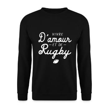 vivre d amour et de rugby humour rugby cadeau - Sweat-shirt Unisexe - noir - Devant - Alina (178cm) & Michal (187cm)