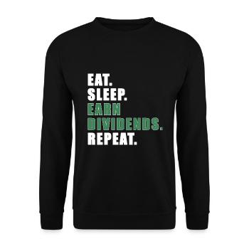 Eat Sleep Earn Dividends Repeat | Dividende Aktien - Unisex Pullover - Schwarz - Vorne - Alina (178cm) & Michal (187cm)