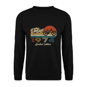 50th Birthday 1974 Vintage Retro Bicycle Cyclist - Unisex Sweatshirt - black - Front - Alina (178cm) & Michal (187cm)