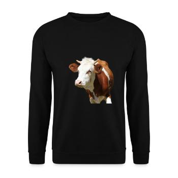 lustige Kuh Kuhkopf - Unisex Pullover - Schwarz - Vorne - Alina (178cm) & Michal (187cm)