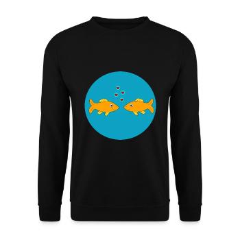 Fish, Fish, Fishing, Angler, Couple, Couple, Heart - Unisex Sweatshirt - black - Front - Alina (178cm) & Michal (187cm)