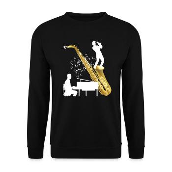 Morceau de musique de piano avec saxophone - Sweat-shirt Unisexe - noir - Devant - Alina (178cm) & Michal (187cm)