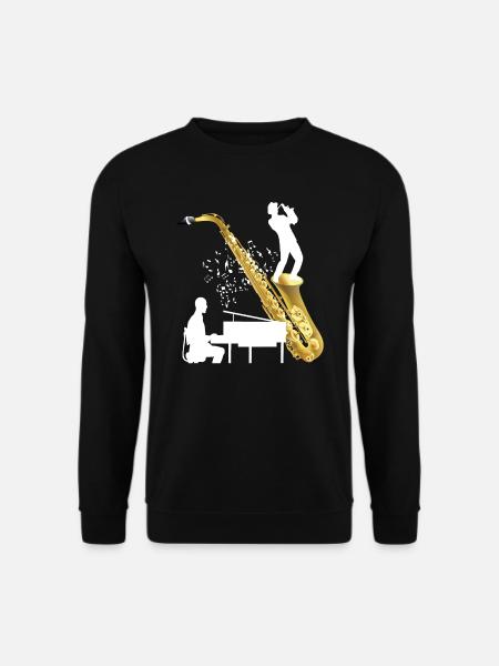 Klavier Musikstück mit Saxophon - Unisex Pullover - Schwarz