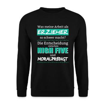 Erzieherin Erzieher Kindergarten High Five Kinder - Unisex Pullover - Schwarz - Vorne - Alina (178cm) & Michal (187cm)