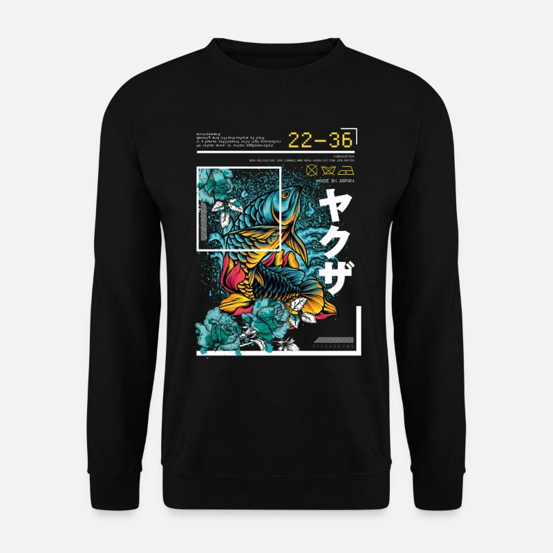 Style japonais Style Bleu Koi Poisson - Sweat-shirt Unisexe - noir