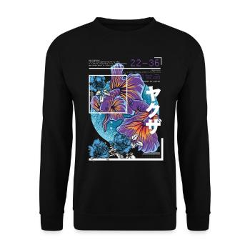 Japan Art Style Koi Fish - Unisex Sweatshirt - black - Front - Alina (178cm) & Michal (187cm)