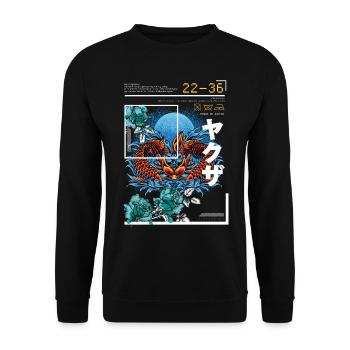 Koi Fisch Japan Art Style - Unisex Pullover - Schwarz - Vorne - Alina (178cm) & Michal (187cm)