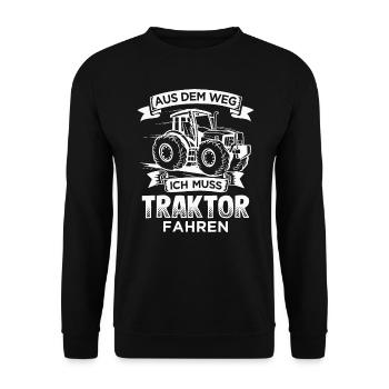 Aus dem Weg ich muss Traktor fahren Landwirt - Unisex Pullover - Schwarz - Vorne - Alina (178cm) & Michal (187cm)