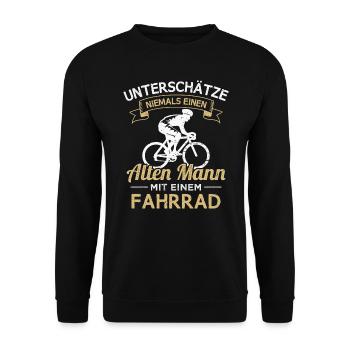 Fahrrad Rentner Rennrad Opa Radfahrer - Unisex Pullover - Schwarz - Vorne - Alina (178cm) & Michal (187cm)
