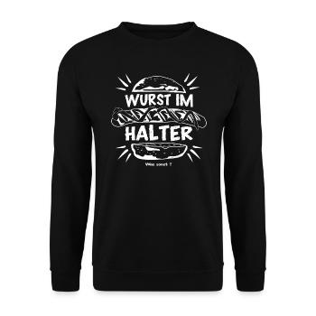 Bratwurst dans un pain - Saucisse dans le support - Sweat-shirt Unisexe - noir - Devant - Alina (178cm) & Michal (187cm)
