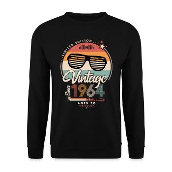 Jahrgang seit 1964 - Unisex Pullover - Schwarz - Vorne - Alina (178cm) & Michal (187cm)