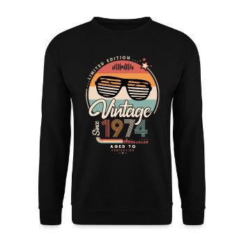 Vintage since 1974 - Unisex Sweatshirt - black - Front - Alina (178cm) & Michal (187cm)