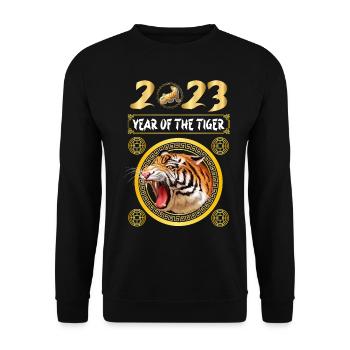Year of the Tiger 2023 - Chinesisches Neujahrsfest - Unisex Pullover - Schwarz - Vorne - Alina (178cm) & Michal (187cm)