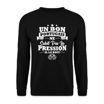 Homme Portugais boit la pression bière apéro - Sweat-shirt Unisexe - noir - Devant - Alina (178cm) & Michal (187cm)