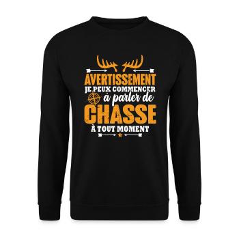 Parler de chasse à tout moment Humour chasseur - Sweat-shirt Unisexe - noir - Devant - Alina (178cm) & Michal (187cm)