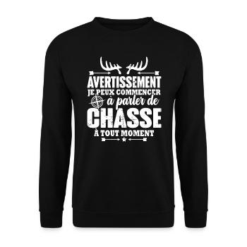 Parler de chasse à tout moment Humour chasseur - Sweat-shirt Unisexe - noir - Devant - Alina (178cm) & Michal (187cm)