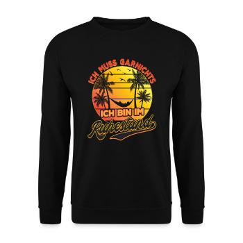 Ich Muss Garnichts Ich Bin Im Ruhestand Rente - Unisex Pullover - Schwarz - Vorne - Alina (178cm) & Michal (187cm)