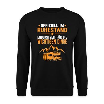 Wohnwagen Wohnmobil Campen Rentner Rente Ruhestand - Unisex Pullover - Schwarz - Vorne - Alina (178cm) & Michal (187cm)