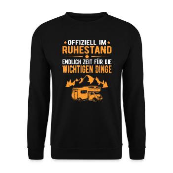 Wohnwagen Wohnmobil Campen Rentner Rente Ruhestand - Unisex Pullover - Schwarz - Vorne - Alina (178cm) & Michal (187cm)
