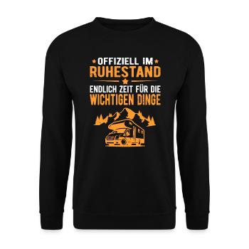 Wohnwagen Wohnmobil Campen Rentner Rente Ruhestand - Unisex Pullover - Schwarz - Vorne - Alina (178cm) & Michal (187cm)