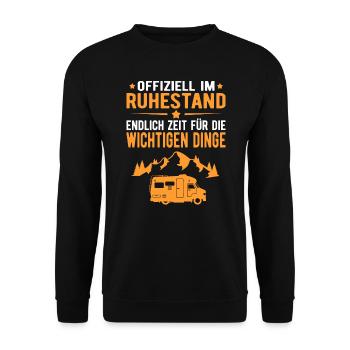 Wohnwagen Wohnmobil Campen Rentner Rente Ruhestand - Unisex Pullover - Schwarz - Vorne - Alina (178cm) & Michal (187cm)