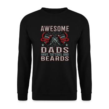 Awesome Dads have Tattoos Beards Vater Tattoo Bart - Unisex Pullover - Schwarz - Vorne - Alina (178cm) & Michal (187cm)