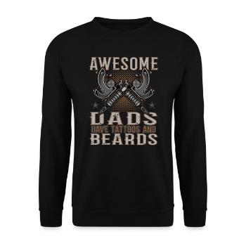 Awesome Dads have Tattoos Beards Vater Tattoo Bart - Unisex Pullover - Schwarz - Vorne - Alina (178cm) & Michal (187cm)