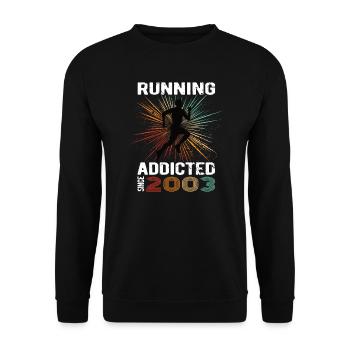 Running Vintage Running Addicted runner jogger 2003 - Sweat-shirt Unisexe - noir - Devant - Alina (178cm) & Michal (187cm)