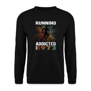 Running Vintage Running Addicted runner jogger 1973 - Sweat-shirt Unisexe - noir - Devant - Alina (178cm) & Michal (187cm)