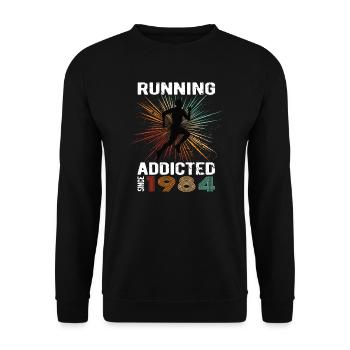 Running Vintage Running Addicted runner jogger 1984 - Unisex Sweatshirt - black - Front - Alina (178cm) & Michal (187cm)