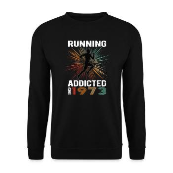 Running Vintage Running Addicted runner jogger 1973 - Sweat-shirt Unisexe - noir - Devant - Alina (178cm) & Michal (187cm)