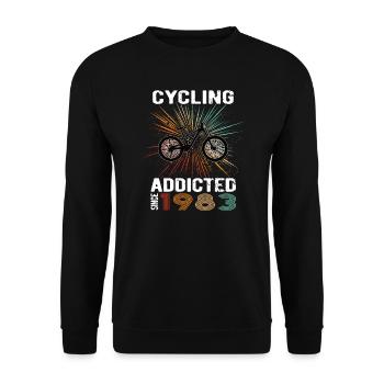 40 Birthday 1983 Vintage Retro Bicycle Cyclist - Unisex Sweatshirt - black - Front - Alina (178cm) & Michal (187cm)