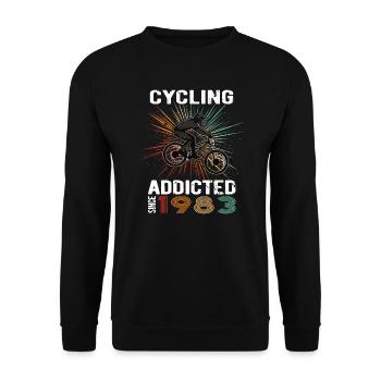 40 Birthday 1983 Vintage Retro Bicycle Cyclist - Unisex Sweatshirt - black - Front - Alina (178cm) & Michal (187cm)