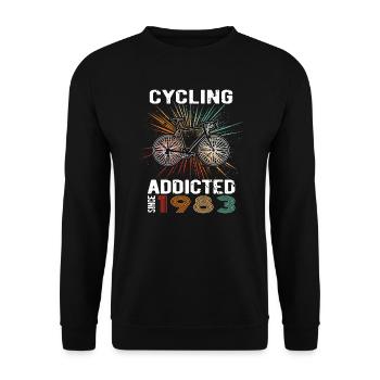 40 Birthday 1983 Vintage Retro Bicycle Cyclist - Unisex Sweatshirt - black - Front - Alina (178cm) & Michal (187cm)