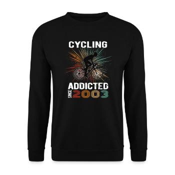 20 Birthday 2003 Vintage Retro Bicycle Cyclist - Unisex Sweatshirt - black - Front - Alina (178cm) & Michal (187cm)