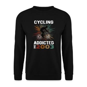 20 Birthday 2003 Vintage Retro Bicycle Cyclist - Unisex Sweatshirt - black - Front - Alina (178cm) & Michal (187cm)