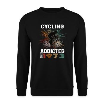 50 Birthday 1973 Vintage Retro Bicycle Cyclist - Unisex Sweatshirt - black - Front - Alina (178cm) & Michal (187cm)