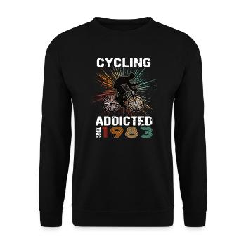 40 Birthday 1983 Vintage Retro Bicycle Cyclist - Unisex Sweatshirt - black - Front - Alina (178cm) & Michal (187cm)