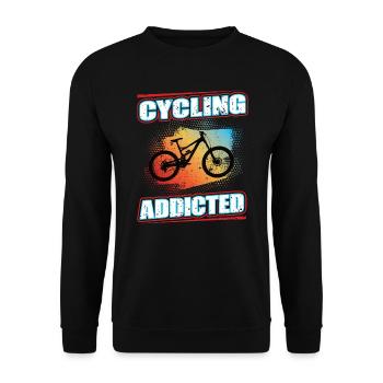 Cycling Addicted Mountain Bike MTB Bicycle Wheel - Unisex Sweatshirt - black - Front - Alina (178cm) & Michal (187cm)